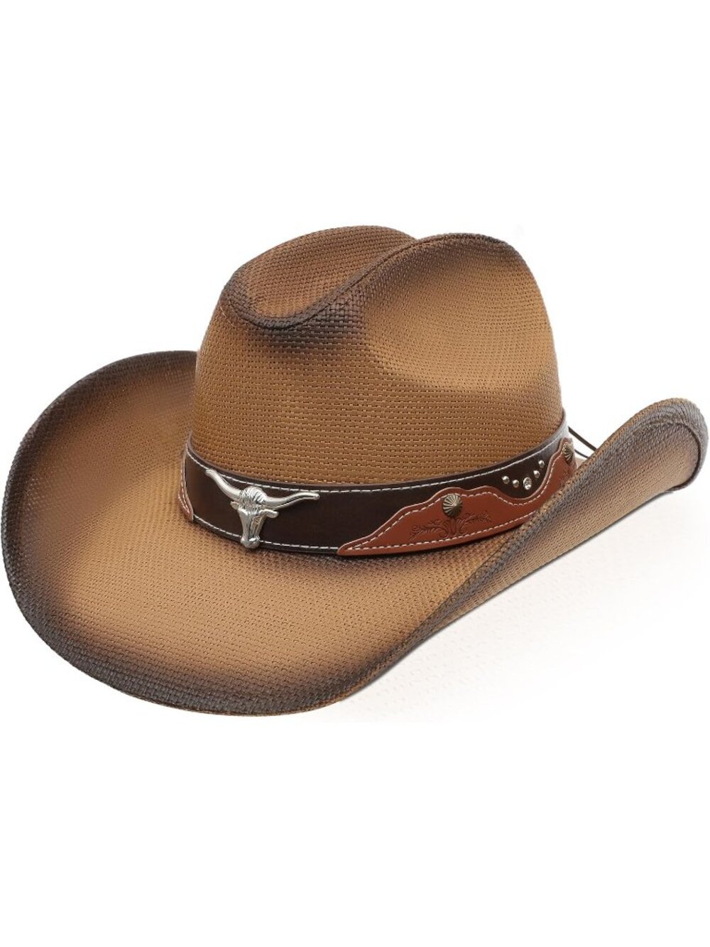 Unisex Light Brown Straw Wide For Shapeable Brim Cowgirl Cowboy Western Hat